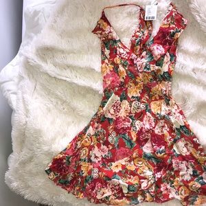 UO red floral dress